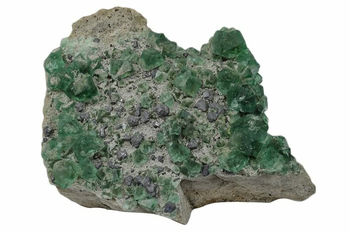 Fluorescent Green Fluorite With Galena - Rogerley Mine, England #173997